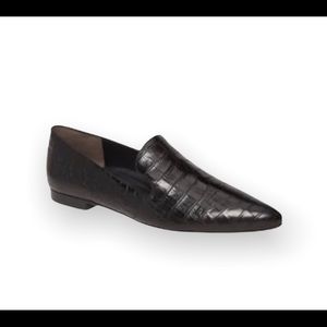 Paul Green Belinda Black Croc Embossed Leather Loafer Pointy Toe 6.5